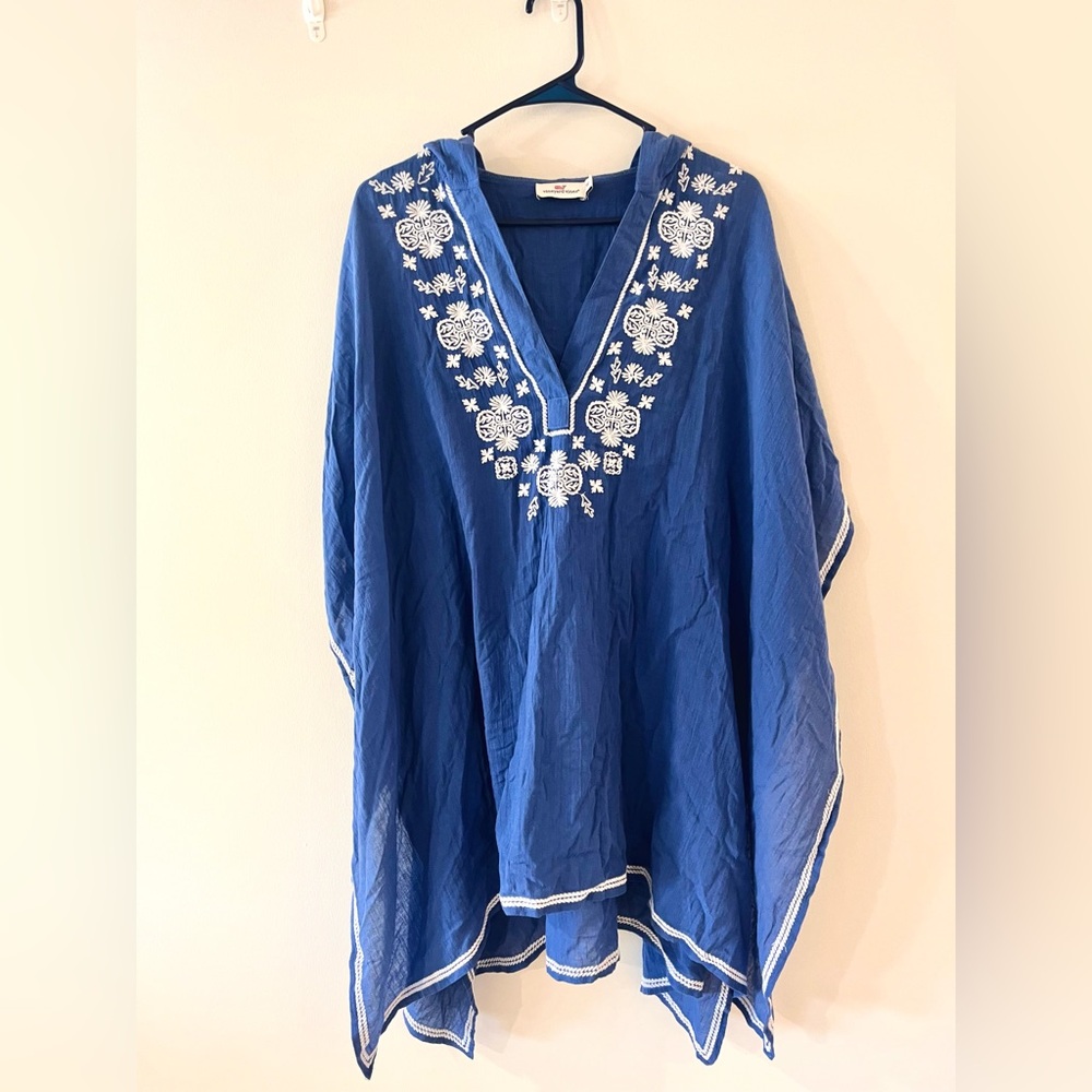 NOT FOR SALE- Vineyard Vines Navy Blue Poncho Tunic with Floral Embroidery